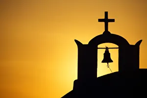 Church Bell Tower at Sunset, Oia, Santorini, Greece