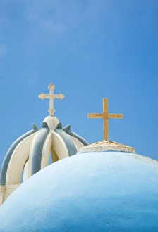 Thira Prints: Church domes in Firostefani, Santorini (Thira), Greece