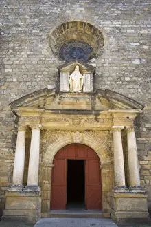 Domme Prints: Church doorway, Domme, Dordogne, Aquitaine, France