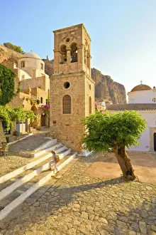 Church of Elkomenos Christos and Bell Tower in Platia Dsami Square, Monemvasia, Laconia