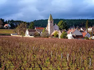 Burgundy Prints: Church in Fixin, Burgundy, France UNESCO World Heritage Site