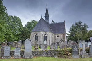 Aryll And Bute Prints: Church and graveyard in the village of Luss, Loch Lomand, Aryll and Bute, Scotland