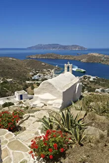 Images Dated 3rd July 2015: Church above Ios Bay, Ios Island, Cyclades, Greece