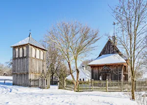 Lublin Voivodeship Prints: Church from Matczyn, Lublin Open Air Museum, winter, Lublin Voivodeship, Poland
