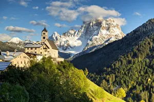 Church & Mt. Pelmo, Colle Santa Lucia, Dolomites, Italy