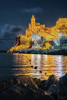 Gulf Of Poets Prints: Church of Portovenere during the event of the Madonna Bianca