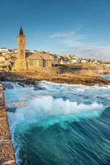 Wave Collection: Church on the Quay in Porthleven, Cornwall, England
