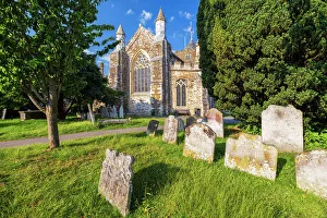 Parish Prints: Church of Saint Mary in Rye at sunset, Rye, Rother, East Sussex, England, United Kingdom