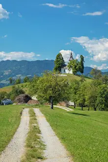 Skofja Loka Prints: The church of Saint Thomas (Sveti Tomaz) near Skofja Loka, Upper Carniola, Slovenia