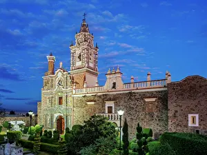 Nightfall Prints: Church of San Francisco Acatepec at dusk, Cholula, Puebla State, Mexico