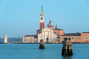 Venezia Prints: Church of San Giorgio Maggiore at dusk, Venice, Veneto, Italy