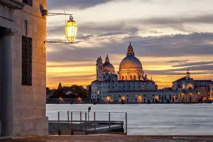 Street Lamp Prints: Church of Santa Maria della Salute from San Giorgio Maggiore island at dusk