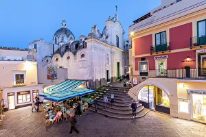 Images Dated 1st June 2023: The Church of Santo Stefano at the Piazza Umberto l at Dusk, Capri, Campania, Italy