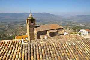 Church Spire and roof tops, Segura de la Sierra, Jaen Province, Andalusia, Spain