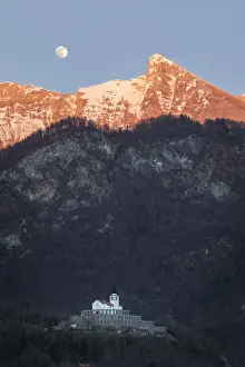 Church Of St Prints: Church of St. Fransis and Krn mountain, Kobarid, Slovenia