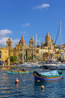 Esplanade Prints: Church of St. Lawrence and Harbour, Birgu, Malta, Southern Europe