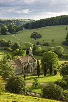 Images Dated 12th August 2010: Church of St Mary the Virgin surrounded by beautiful countryside, Lasborough in the Cotswolds