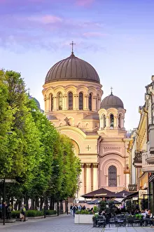 Q3 2025 Prints: Church of St. Michael the Archangel at Dusk, Laisves Avenue, Kaunas, Lithuania