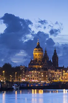 Amsterdam Gallery: Church of St Nicholas at dusk, Amsterdam, Netherlands