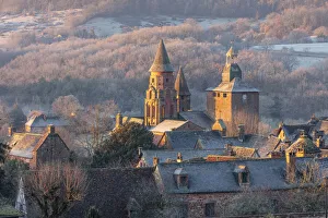 Church of St. Peter on a frosty day in the winter, Collonges-la-Rouge, Correze
