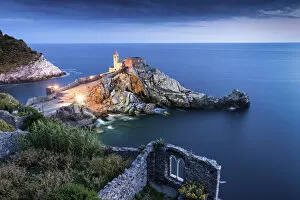 Mediterranean Collection: Church of St. Peter at Night, Portovenere, Liguria, Italy