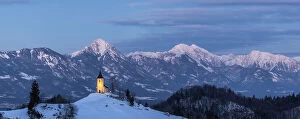 Images Dated 26th June 2023: Church of St. Primoz and Storzic Mountain, Jamnik, Slovenia