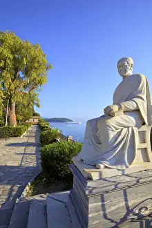 Kerkyra Prints: The Church Of Virgin Mary Mandrakina and Statue of Frederick North, 5th Earl of Guilford
