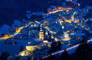 Churches at night. Valtellina, Sondrio, Lombardy, Italy