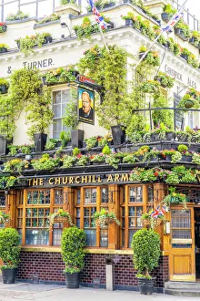 Chelsea Prints: The Churchill Arms pub, Kensington, London, England, UK