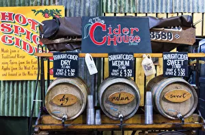 Market Stall Prints: Cider stall in the Borough Market, Southwark, London, England