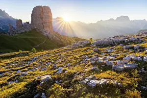 Girls Prints: Cinque Torri peak in summer at sunrise