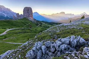 Girls Prints: Cinque Torri peak in summer at sunrise
