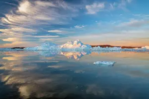Danish Territory Prints: Cirrus clouds over icebergs in Disko Bay, Greenland