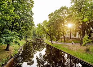 Latvian Prints: City canal at sunset, Riga, Latvia
