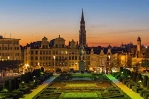 Belgium Prints: City center skyline from Mont Des Arts, Brussels, Belgium