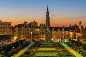 Brussels Collection: City center skyline from Mont Des Arts, Brussels, Belgium