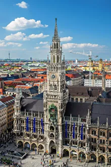 City Center Prints: City Hall (Neues Rathaus), Marienplatz, Munich, Bavaria, Germany
