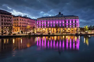 Basque Prints: City Hall during pink October, Bayonne, Pyrenees-Atlantiques, Nouvelle Aquitaine, France