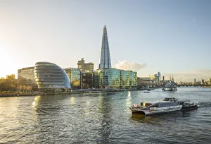 City Hall Prints: City Hall & The Shard, River Thames, London, England, UK
