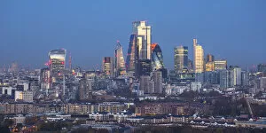 Images Dated 5th November 2020: City of London skyline from Canary Wharf, London, England