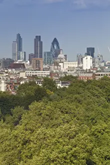 Hyde Park Prints: City of London skyline above Hyde Park, London, England, UK