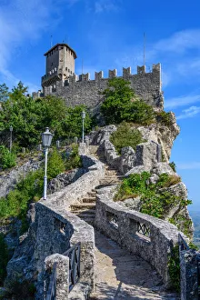 City of San Marino. Republic of San Marino, Europe. The fortress of Guaita on Mount