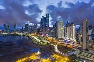 Images Dated 3rd May 2017: City skyline illuminated at dusk, Panama City, Panama, Central America