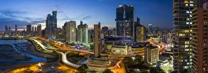 Images Dated 23rd August 2017: City skyline illuminated at dusk, Panama City, Panama, Central America
