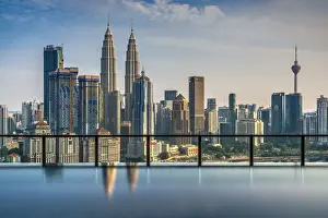 Kuala Lumpur Tower Prints: City skyline with infinity pool, Kuala Lumpur, Malaysia