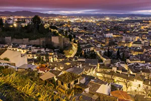 Albaicin Gallery: City skyline by night, Granada, Andalusia, Spain