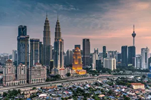 City skyline at sunset, Kuala Lumpur, Malaysia