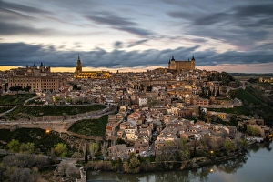 Tagus Prints: City skyline at sunset, Toledo, Castile La Mancha, Spain