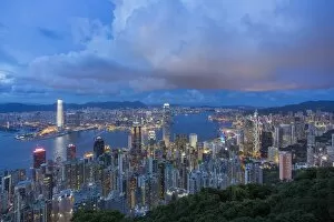 Central Business District Collection: City skyline and Victoria Harbour viewed from Victoria Peak, Hong Kong, China