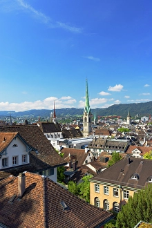 Rooftops Prints: City skyline, Zurich, Switzerland